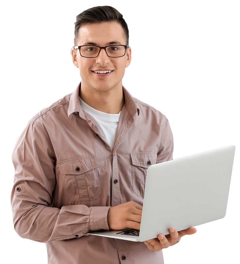 Uomo con pc